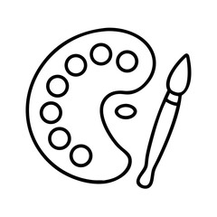 Artistic paint palette and brush vector illustration for creative design and painting projects icon set on transparent background