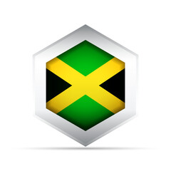 Jamaica Flag in Hexagon Shape 3D-Style Vector Icon