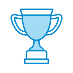 Illustration of a blue trophy cup award for winning achievement and success in competitions on transparent background