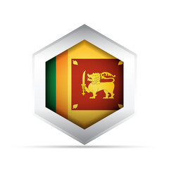 Sri Lanka Flag in Hexagon Shape – 3D-Style Vector Icon with Lion and Sword Emblem