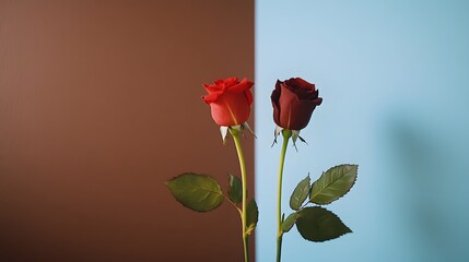 Obraz premium Two Roses Minimalist Still Life Photography