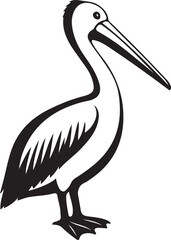 Fototapeta premium Bold pelican illustration black and white, Strong pelican silhouette flat style