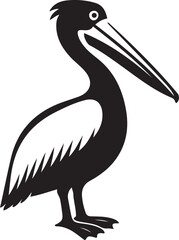 Striking pelican silhouette black and white, Dramatic pelican black shape design