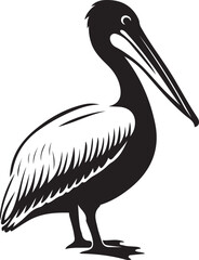Striking pelican bird in silhouette, Elegant bird in flight illustration