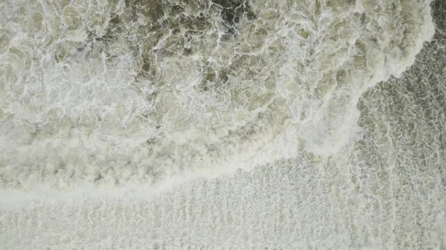 Aerial Overhead View of Rushing Waterfall in Maine, drone 4K