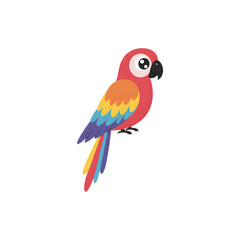 Fototapeta premium Bright red and yellow parrot perched with simple artistic background