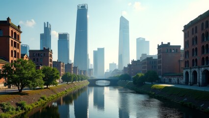 modern city meets historic architecture canal