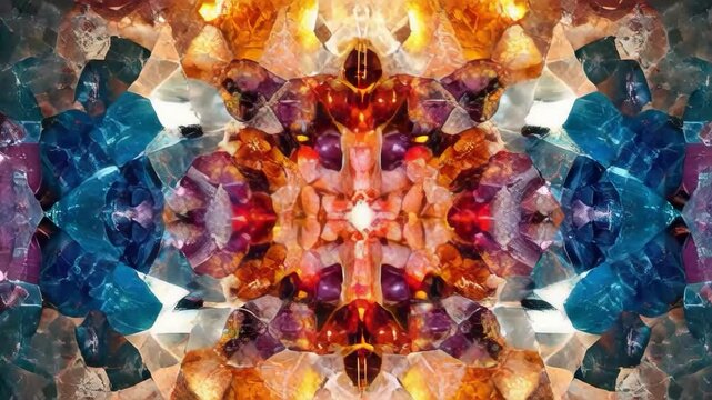 A colorful abstract design made of many small pieces of colored glass. The colors are bright and vibrant, creating a sense of energy and excitement. The design is intricate and detailed