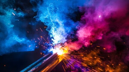 Vibrant Welding Sparks Metalwork Abstract Art