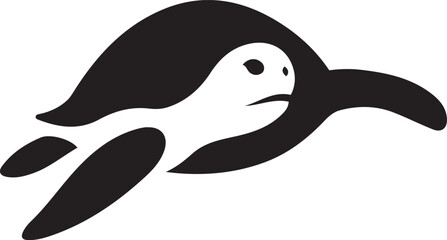 Stylized sea turtle vector silhouette, Artistic turtle marine design