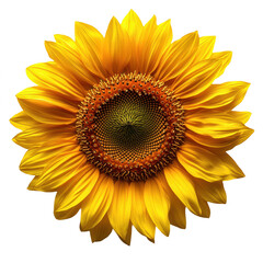 Fototapeta premium Close up sunflower flower bright yellow petals against a black background on transparent background