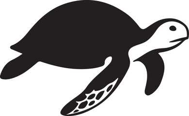 Simple sea turtle black and white silhouette, Turtle line art marine theme