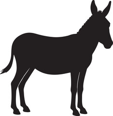 Donkey vector silhouette on white background