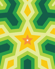 Abstract green geometric background with yellow star