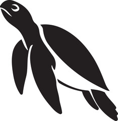 Simple turtle silhouette design, Minimal sea creature flat shape