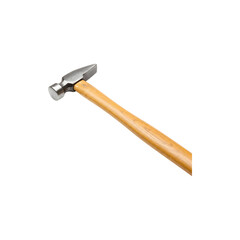 A classic hammer tool with a wooden handle, representing construction