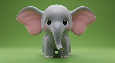 Fototapeta premium Adorable Cartoon Baby Elephant Illustration