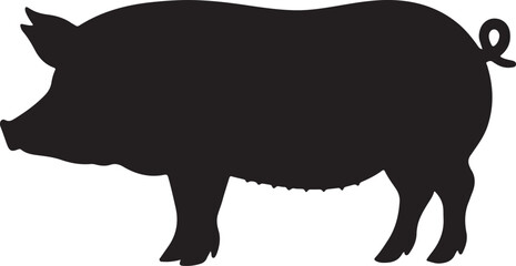 Essex Pig side view vector silhouette on white background
