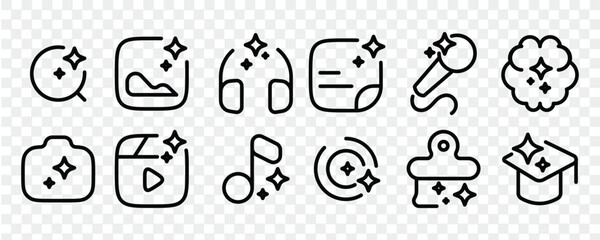 AI Generation outline icon set, Generate, symbol, Artificial intelligence and Machine. eps 10