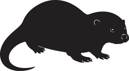 WebEuropean Otter side view vector silhouette on white background