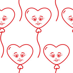 Heart Shaped Balloons Seamless Pattern Valentines Day or other romantic event Minimalist Background