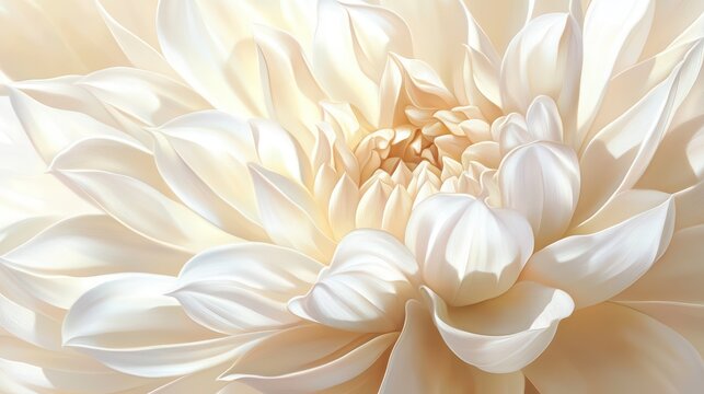 Fototapeta Close up of a white flower with a yellow center. The flower is very large and has a very soft