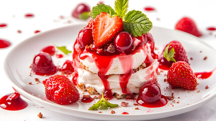 A dessert with strawberries and whipped cream on top