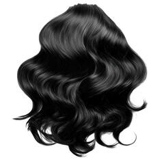 Black wavy hair extensions human hair weave bundles for women hair style on transparent background