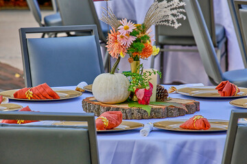 Table decorated with fall decor