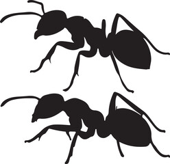 Fire Ant side view vector silhouette on white background