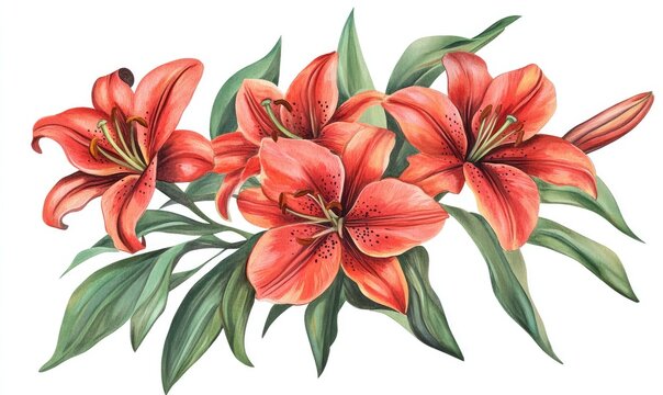 Lily motifs enhance the elegance of a funeral program. AI generated illustration.