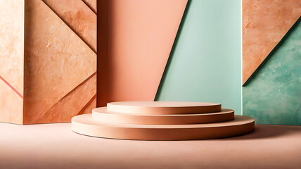 Abstract Pastel Background with Three Tiered Display Platform