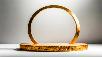 Elegant Gold Oval Frame on Textured Platform Display