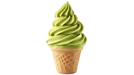 A green ice cream cone with a green swirl