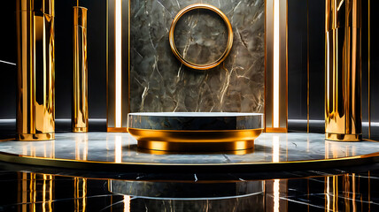 Luxury Gold and Marble Product Display Platform