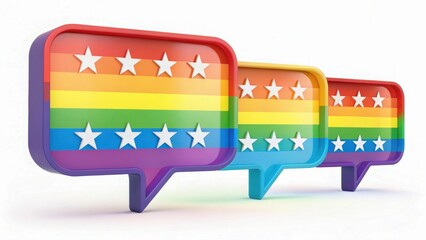 Celebrating diversity rainbow stars chat bubbles community spotlight digital art vibrant environment eye-level view