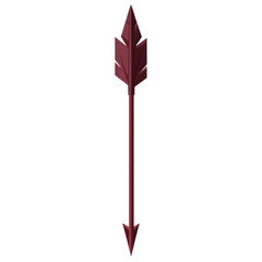 Bold Arrow with a Robust Form in Rich Burgundy Color Isolated on Transparent Background