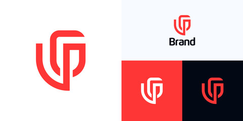 Creative unique letter G and P logo icon design vector illustration element template editable, Symbol initial GP, PG monogram concept with red color for brand identity and business company