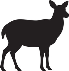 Gray Brocket Deer Vector Silhouette on White Background