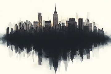 Minimalist modern city skyline reflection high resolution photo