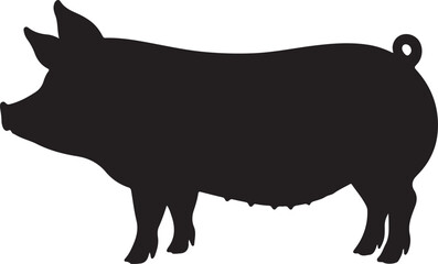 Hampshire Pig Vector Silhouette on White Background