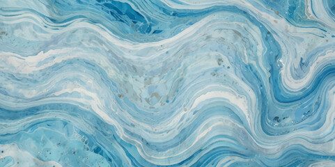Obraz premium Art teal soft blue sea water ocean wavy and silver marble texture background. Water ocean wave white and soft blue aqua, teal and marble texture 