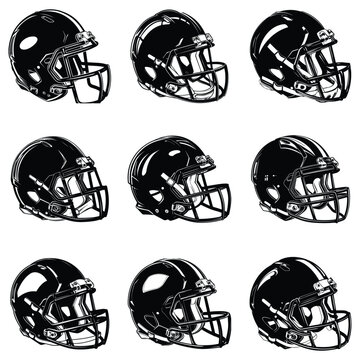 American Football Helmet Silhouette Vector, Football helmet icon, Helmets black Clip art