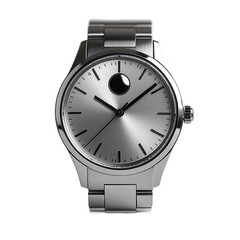Buy silver movado watch stainless steel bracelet minimalist design online on transparent background