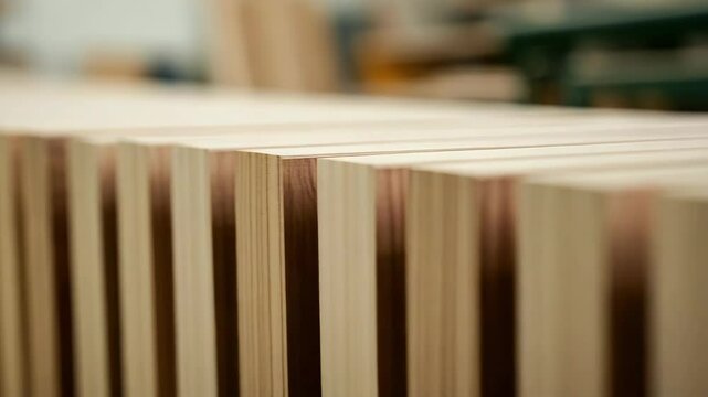 Close-up of stacked wooden panels showcasing varied grain and texture