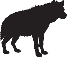 Hyena Vector Silhouette Side View on White Background