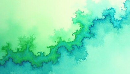 Obraz premium Pastel green and blue watercolor fractal, heavy diagonal drip effect , blend, background, monochrome