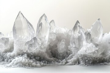 Obraz premium A mesmerizing cluster of large, clear quartz crystals, showcasing their intricate formations and brilliance.