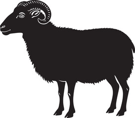 Jacob Sheep Side View Silhouette Vector