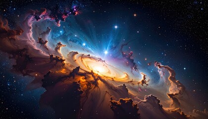 Nebula and galaxies in space. Abstract cosmos background
